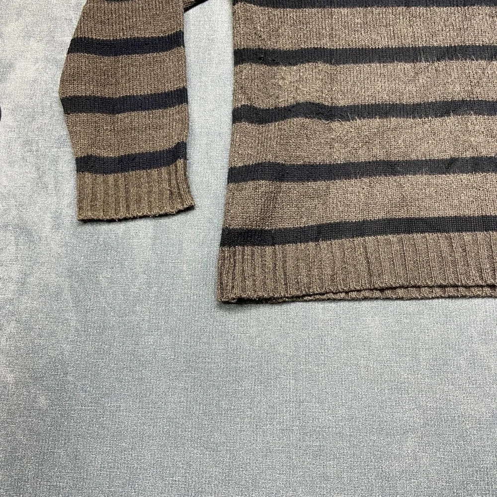 Pierre Cardin Sweater Mens XL Blue Gray Striped Acrylic Quarter Zip Tight Knit